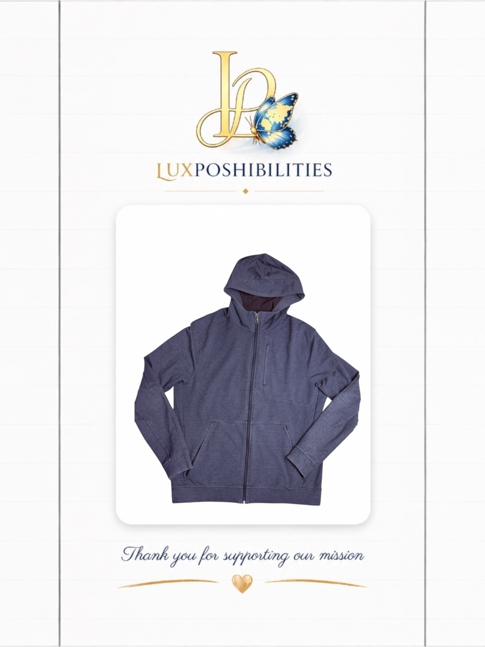 Lululemon XL City Sweat Zip Hoodie Heathered Navy